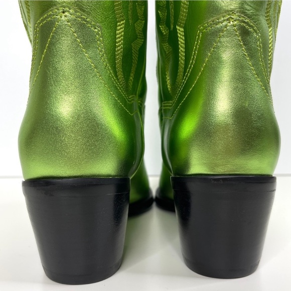 JEFFREY CAMPBELL Free People NEW Dagget Western Boots Metallic Green NEW Size 7 - Picture 11 of 16